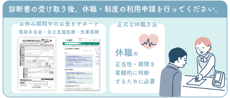 正式な休職・制度の利用には診断書の発行が必須