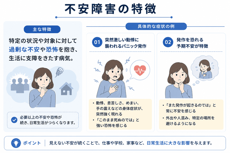 不安障害は強い不安や恐怖で日常生活に支障が出る
