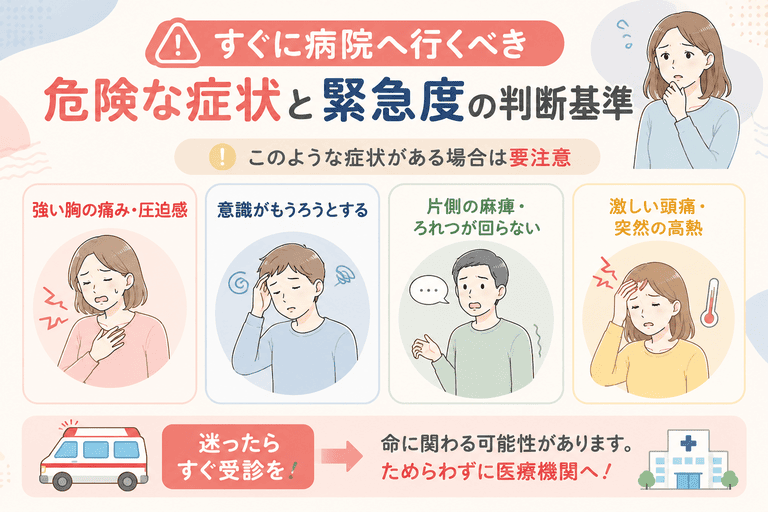 すぐに病院へ行くべき危険な症状と緊急度の判断基準