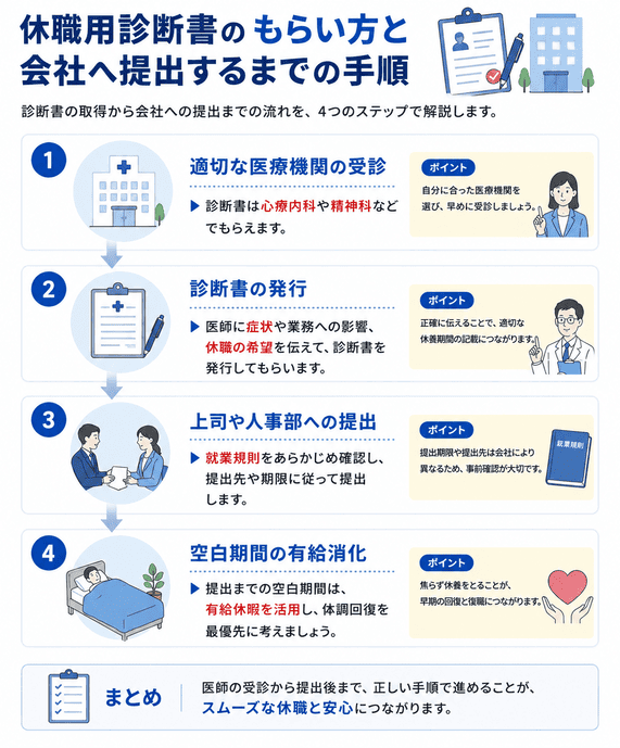 診断書のもらい方と報告方法について