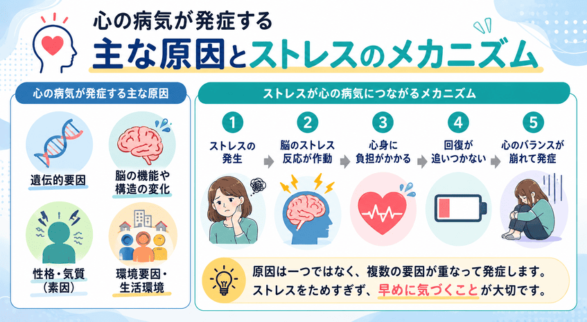 心の病気が発症する主な原因とストレスのメカニズム