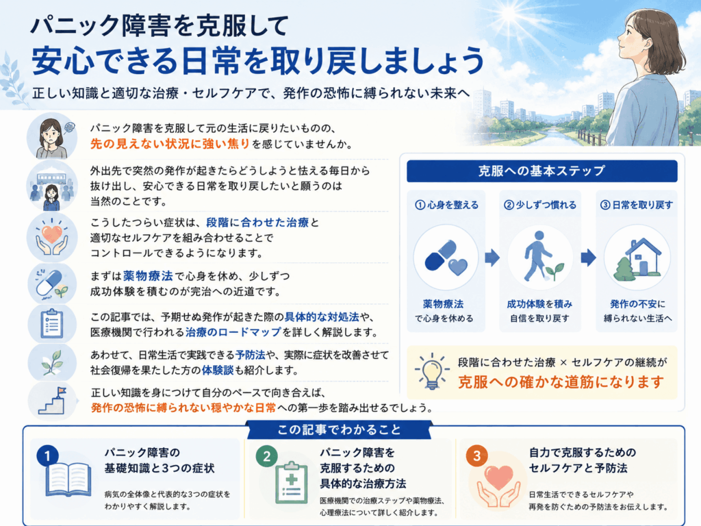 パニック障害を克服して安心できる日常を取り戻すことを示す画像