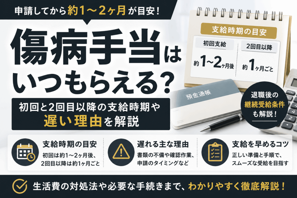 傷病手当はいつもらえる？初回と2回目以降の支給時期や遅い理由を解説