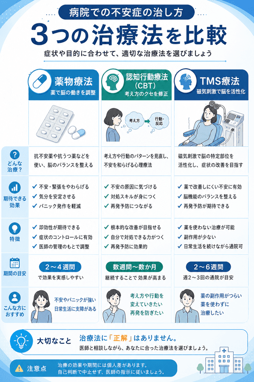 病院での不安症の治し方と主な治療法
